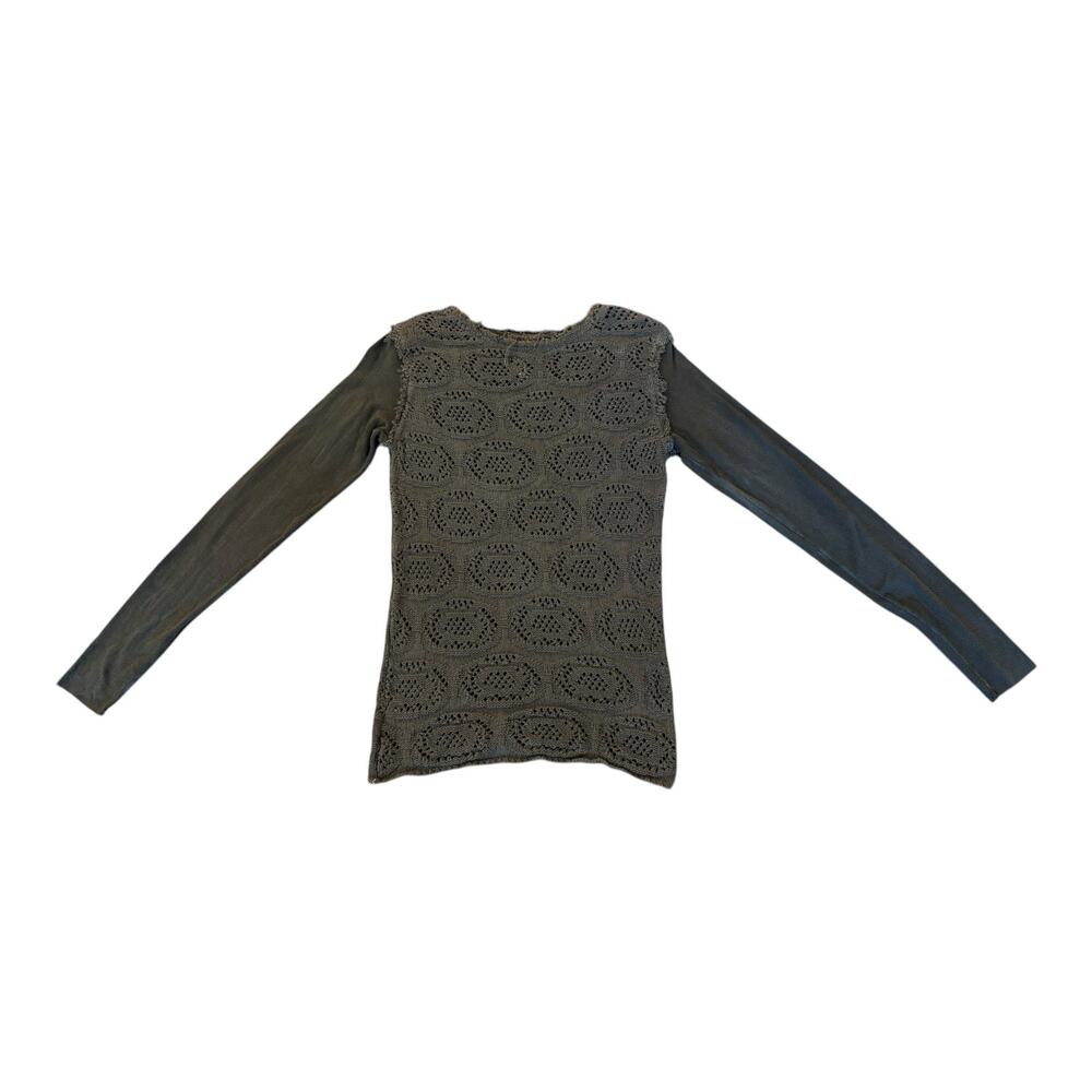 Heyne Bogut Womens Sweater Size 1 Hand Dyed Grey Long Sleeve Knit Distressed USA